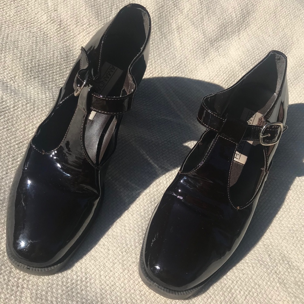 Amanda Smith Patent Leather T-Strap Heels